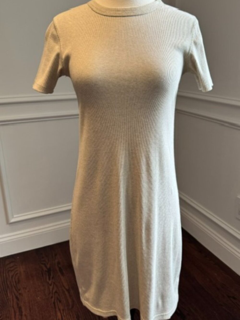 Buck Mason Ribbed Cotton Midi T-shirt Dress Oatmeal color - Size S
